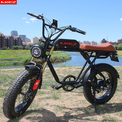   AKEZ S1 48V 750W Electric Bike – 13Ah Carbon Steel Frame, 20” Wheels, Long Range E-Bike for Adults