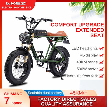   AKEZ S1 48V 750W Electric Bike – 13Ah Carbon Steel Frame, 20” Wheels, Long Range E-Bike for Adults