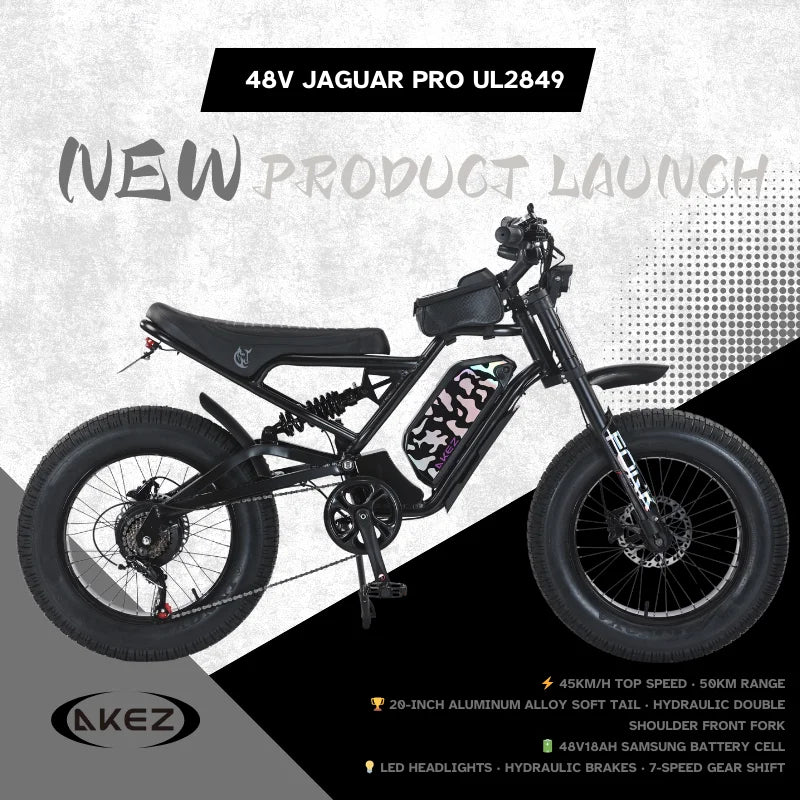   AKEZ UL 48V 750W Electric Bike – 20” Aluminum Alloy Frame, Long Range E-Bike for Adults