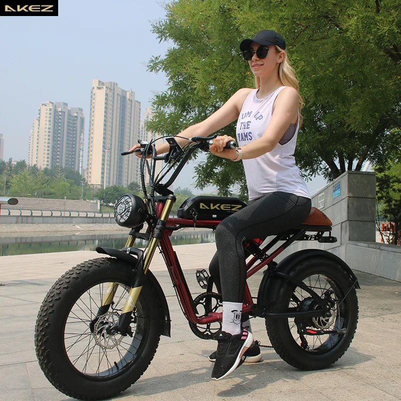   AKEZ S2 48V 750W Electric Bike – 26Ah Steel Frame, 20” Wheels, Long Range E-Bike for Adults