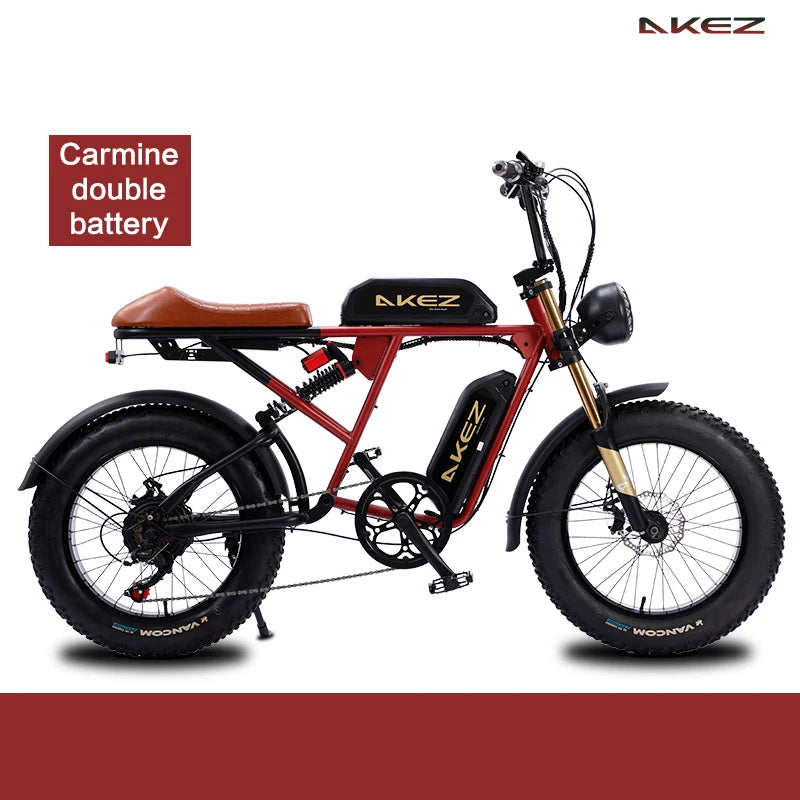   AKEZ S2 48V 750W Electric Bike – 26Ah Steel Frame, 20” Wheels, Long Range E-Bike for Adults
