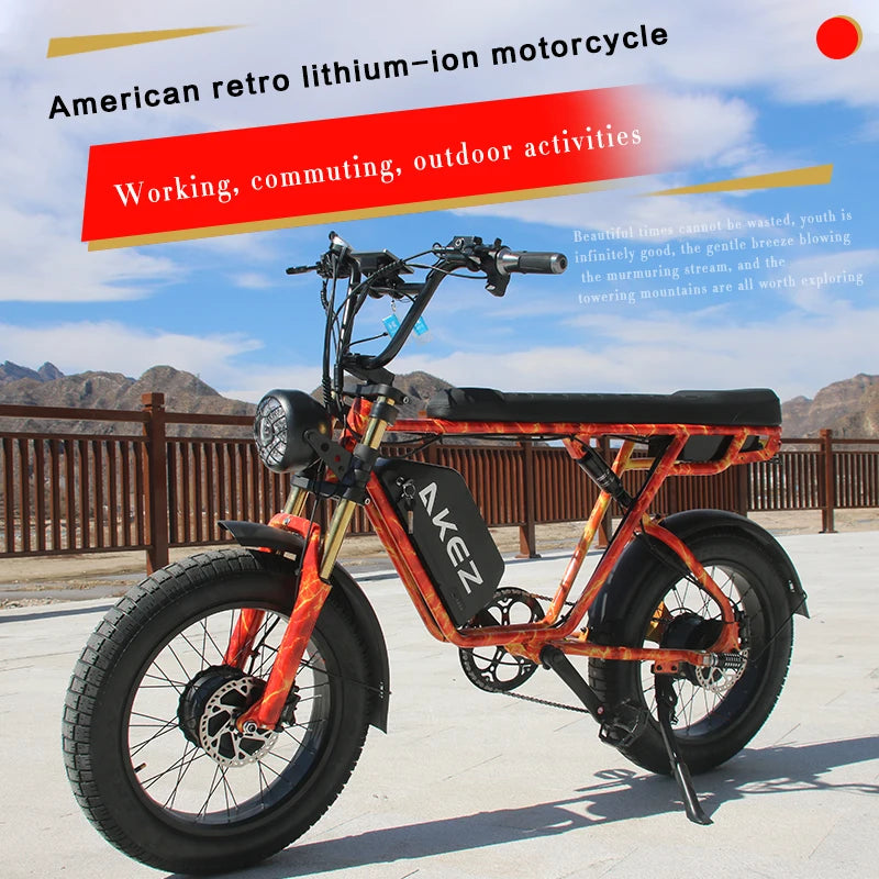   AKEZ SIMAX 48V 750W Electric Bike – 20” Steel Frame, Long Range E-Bike for Adults