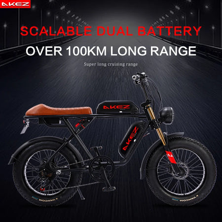   AKEZ S1 48V 750W Electric Bike – 26Ah Steel Frame, 20” Wheels, Long Range E-Bike for Adults