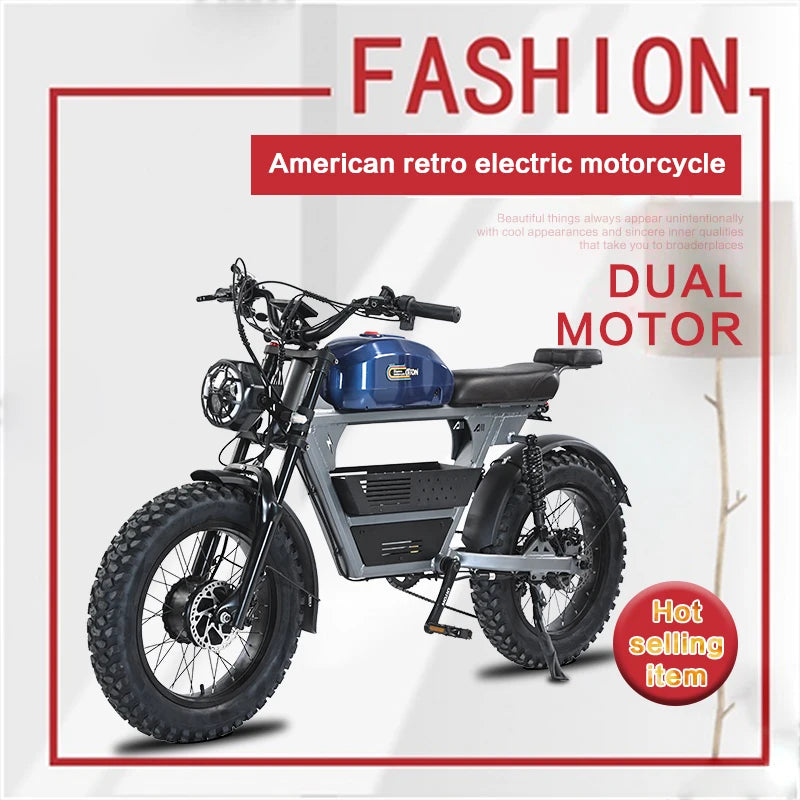   Diton Tank 300 Retro 48V 3000W Fat Tire Electric Bike – 35Ah Long Range, Aluminum Alloy Frame, Off-Road E-Bike