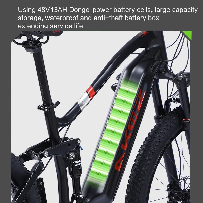   AKEZ M600 48V 500W Electric Bike – 13Ah Aluminum Alloy Frame, 31–60km Range E-Bike for Adults