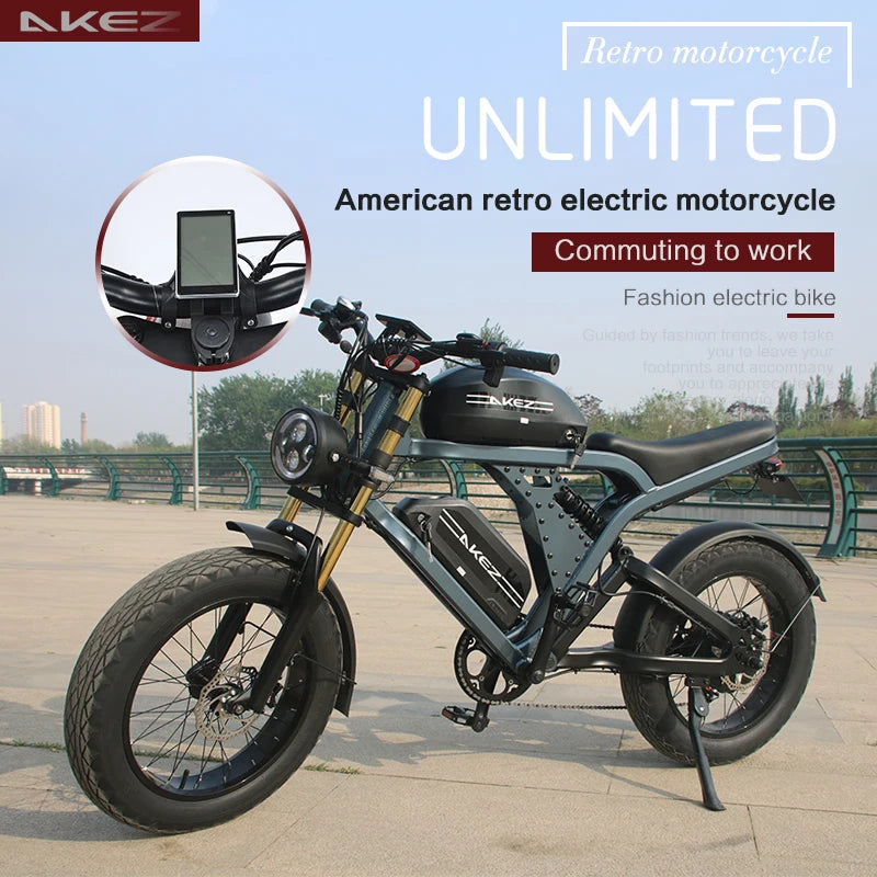   AKEZ King Kong 52V 750W Electric Bike – 20” Aluminum Alloy Frame, Long Range E-Bike for Adults