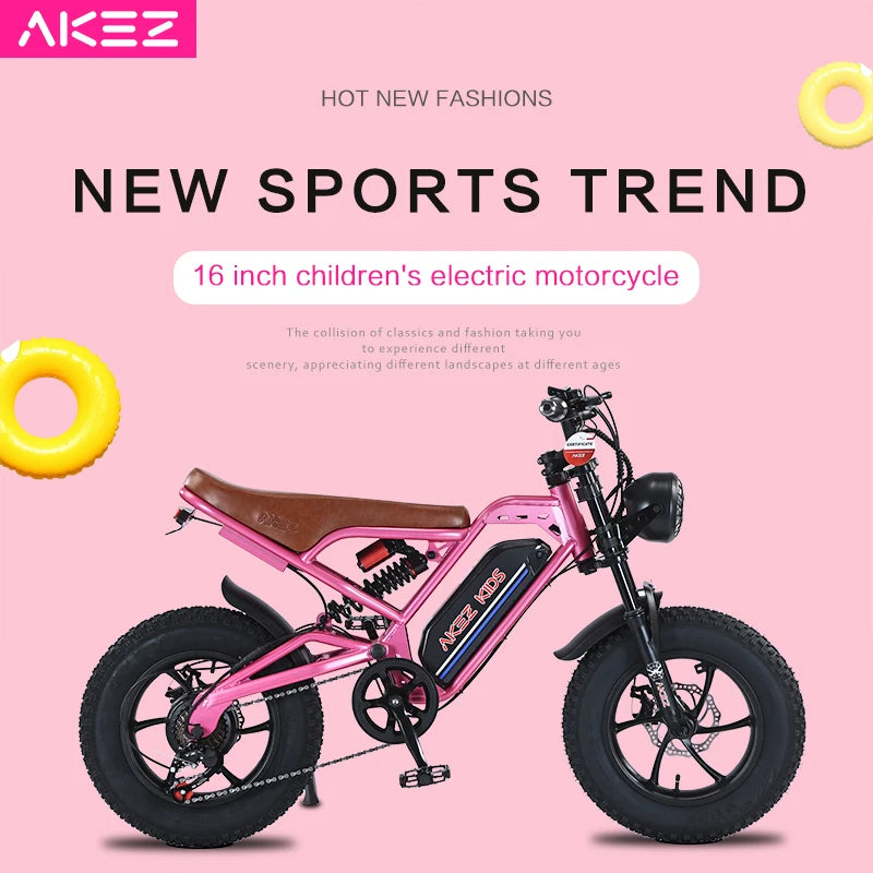   16" AKEZ Kids Electric Bike – 36V 350W Motor, 15.6Ah Battery, Safe & Fun E-Bike for Children
