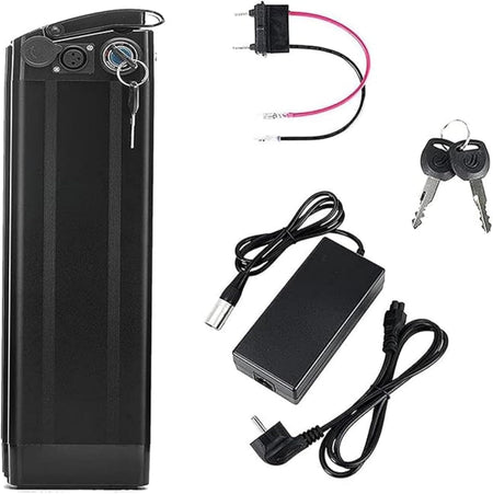   36V/48V E-Bike Battery 15.6Ah/18Ah/21Ah Lithium Pack with Lock, LED Indicator & Handle | Aluminum Alloy Shell for 250W–1000W Motors