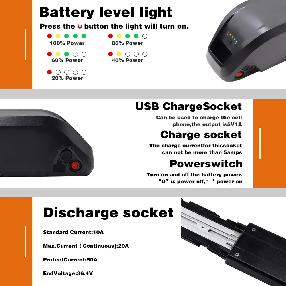 Electric Bike Battery 48V 15Ah for 500W Motor Systems