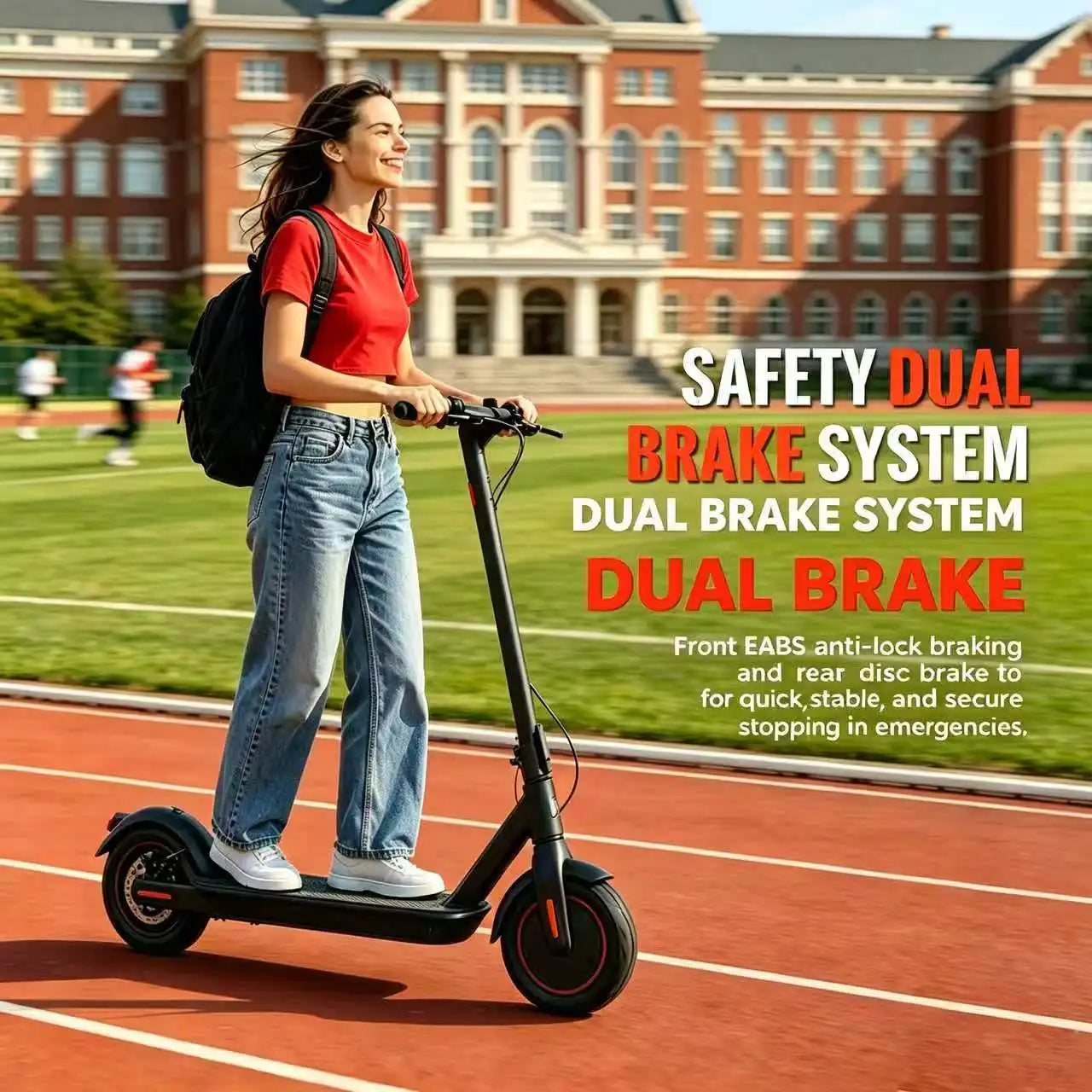 Electric Scooter with Dual Braking System and LED Display