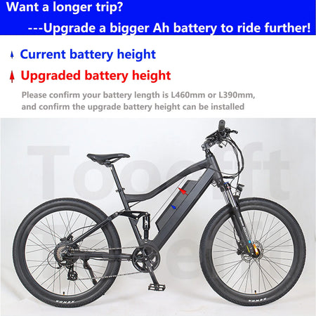 Electric bike battery supporting up to 1000W motor
