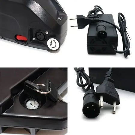 Electric mountain bike frame with Hailong 36V 48V 52V battery installed on down-tube