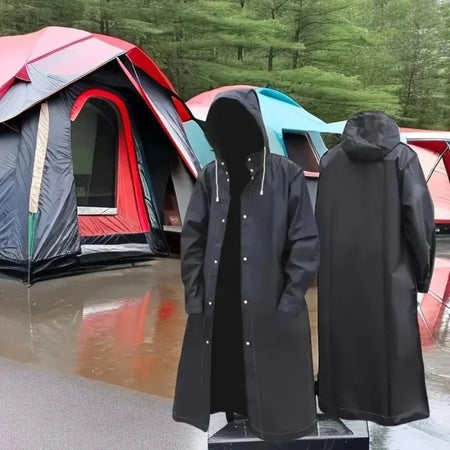 Emergency waterproof clear plastic raincoat for outdoor events and travel protection.