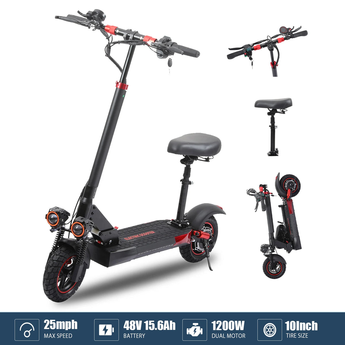 FREEBOY Adult Electric Scooter with 1200W motor and 10-inch off-road tires