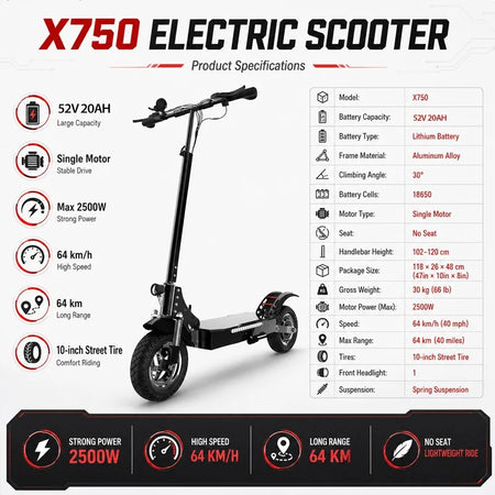 Fast Electric Scooter with Durable All-Terrain Tires