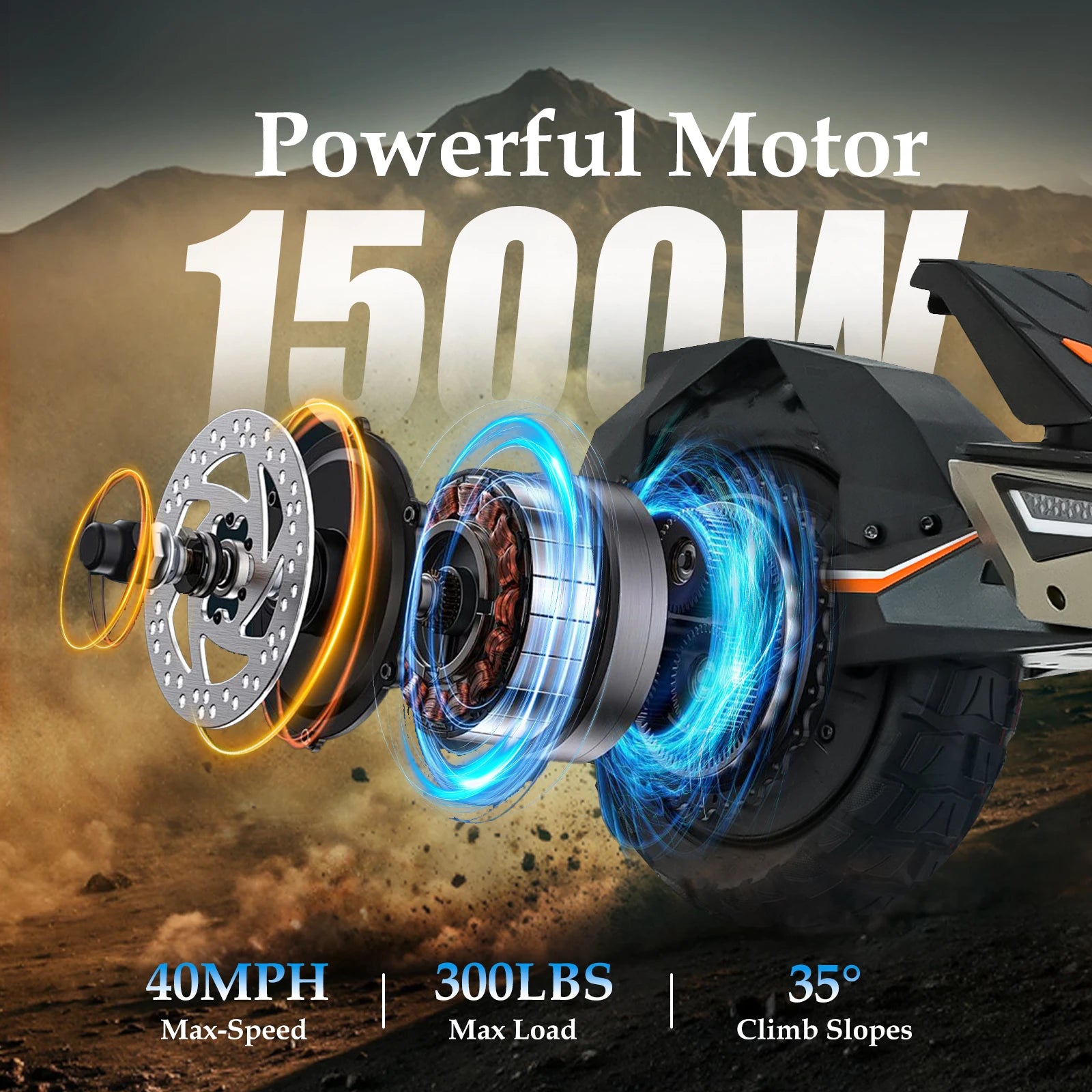 Fast Electric Scooter with Long Range Battery