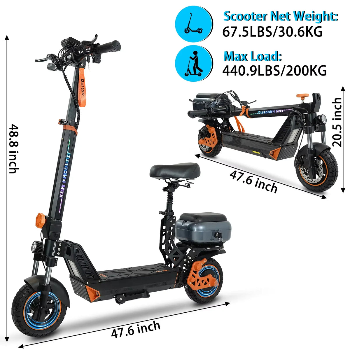 Flat lay view of the 48V fast charger connected to the scooter port