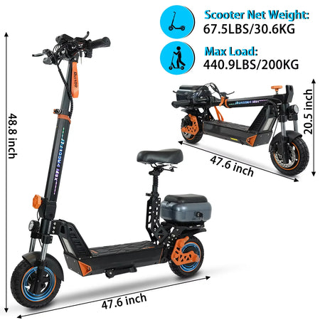 Flat lay view of the 48V fast charger connected to the scooter port