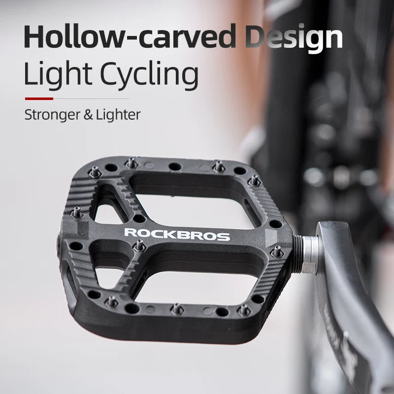 Flat platform bike pedals with strong grip for BMX cycling