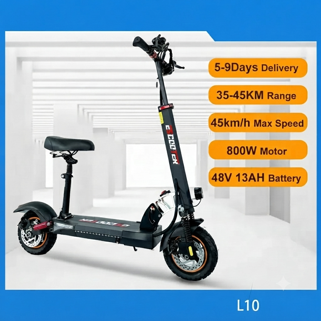 Foldable E-Scooter with Front and Rear Spring Suspension