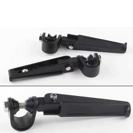 Foldable Harley motorcycle foot rest compact storage design