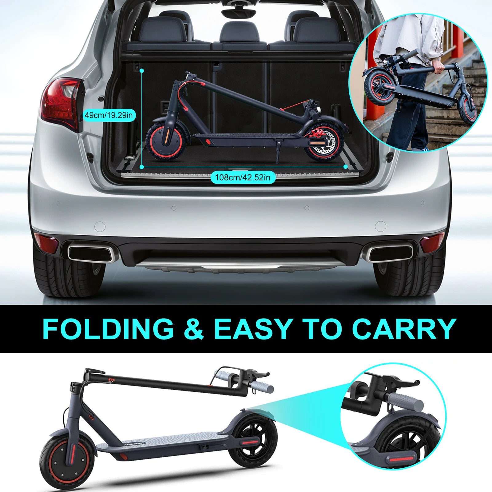 Foldable electric scooter with smooth and comfortable ride