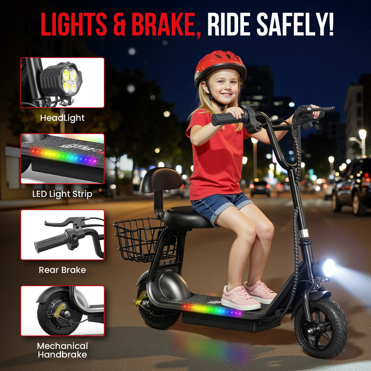 Folded Spacewalk kids scooter showing compact storage design