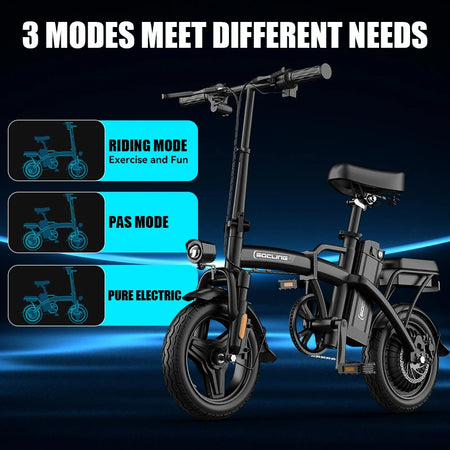 Folded electric bike ready for car trunk storage