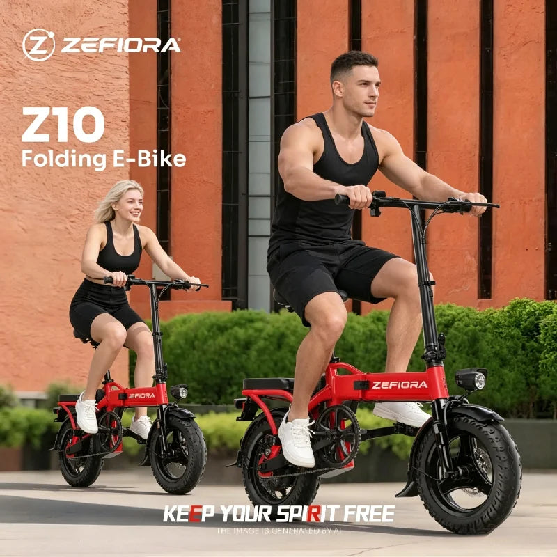 Folded or compact storage view of the 14-inch electric bicycle for easy portability