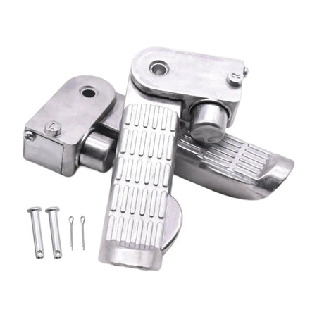 Folding aluminum footrest pedal for motorcycle and scooter