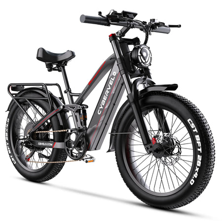Front LED headlight illuminated on the Cybervelo commuter e-bike GREY