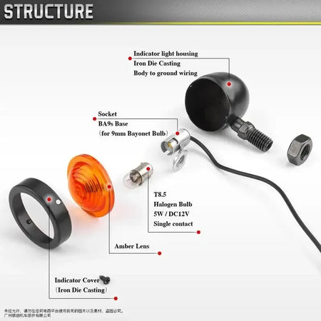 Front and rear motorcycle LED turn signal lamps