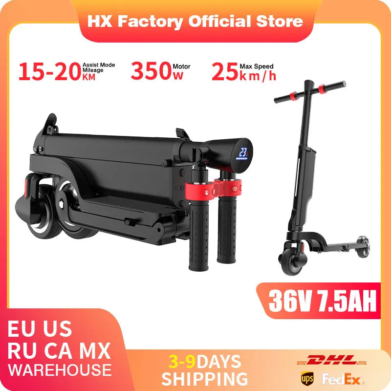 Front view of HX X6 lightweight electric commuter scooter