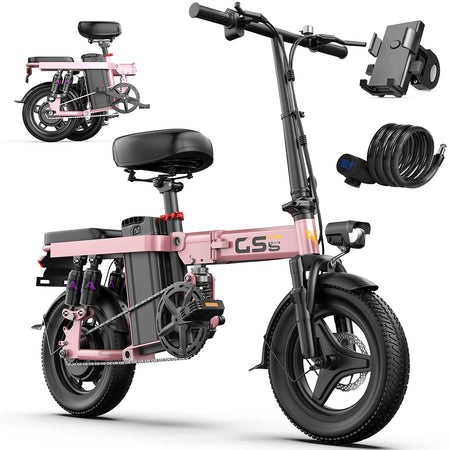 Front view of UPlee GS5 electric bike highlighting LED headlight and handlebars