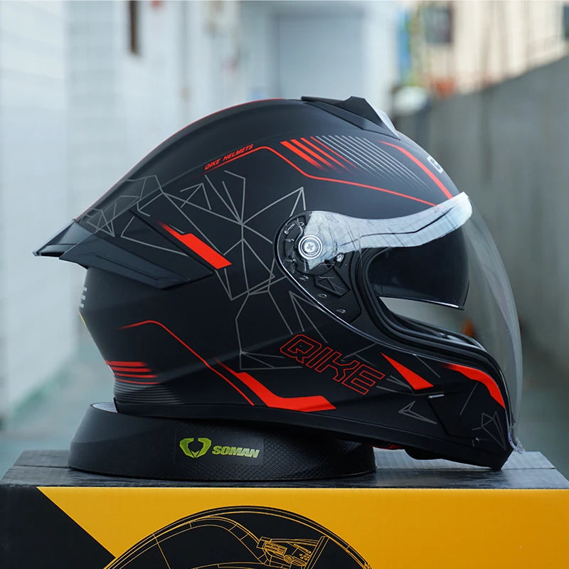 Full face motorcycle helmet made with durable ABS material for strong impact protection