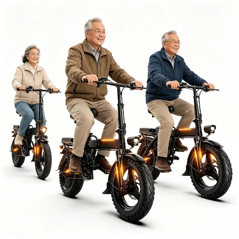 Full side view of the 14 inch black pedal assisted electric bicycle 500W 48V