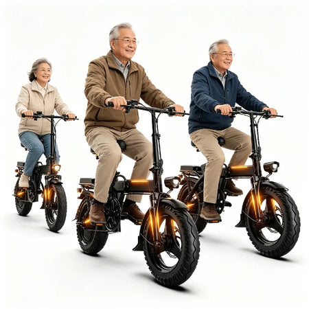 Full side view of the 14 inch black pedal assisted electric bicycle 500W 48V
