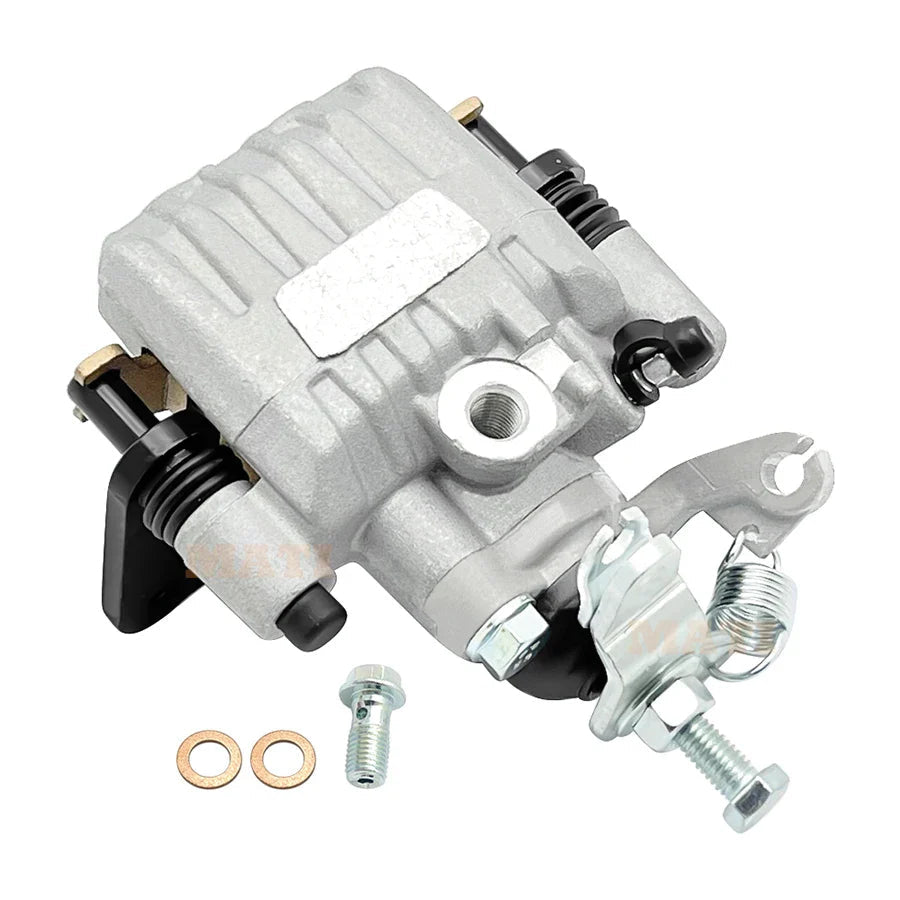 Fully assembled rear brake caliper with seals and pistons