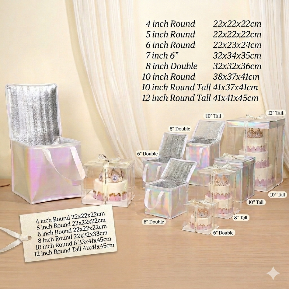 Rainbow Insulated Cake Carrier Bag - Thickened Aluminum Foil Thermal Bag for 4-12 inch Cakes, Ice Cream & Takeaway Delivery