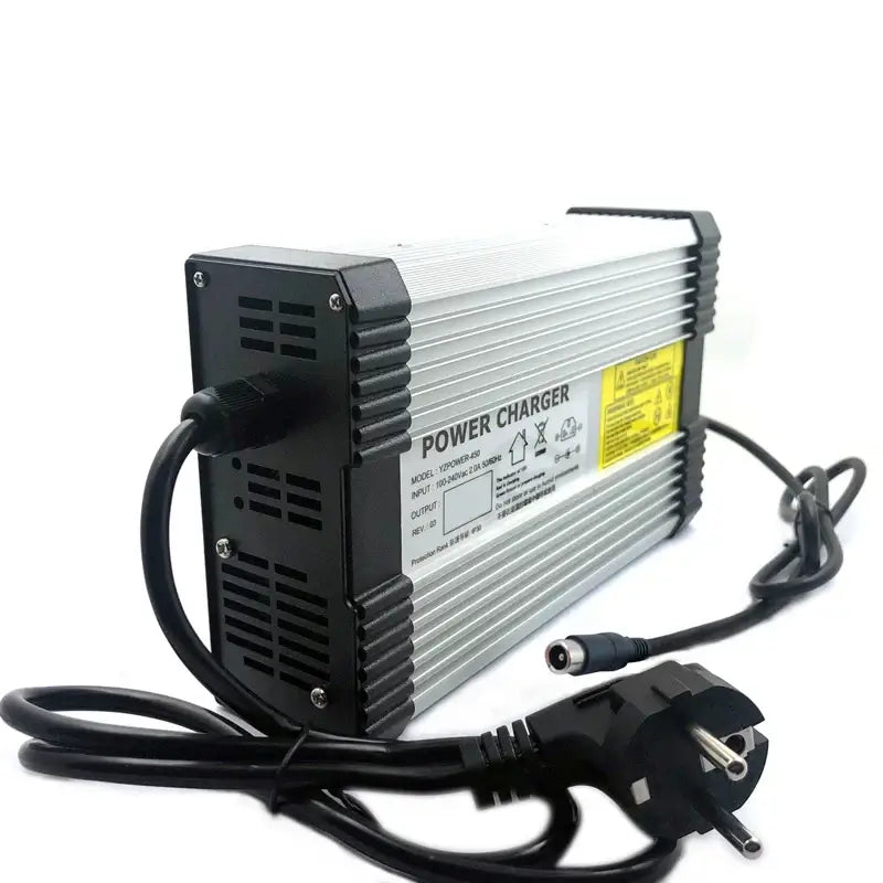 YZPOWER 100.8V 5A Fast Charger for Begode T4 Electric Unicycle Gotway Accessories side view with plug and cable