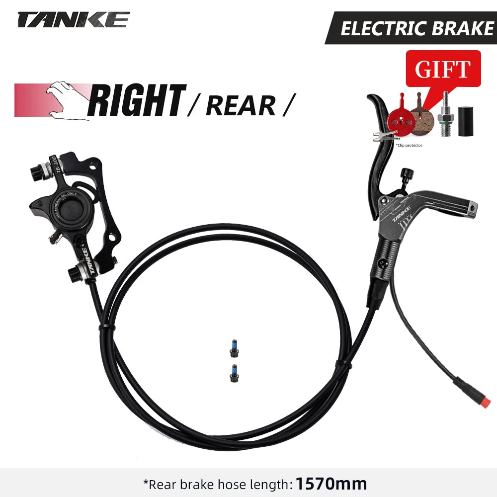 TANKE E-Bike MTB Hydraulic Disc Brake Set Electric E Scooter Power Control Shifter Bicycle Brakes 160mm rotors Aluminum Alloy Black-RR