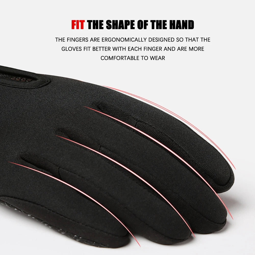 Men Women Cycling Winter Warm Sport Gloves Touchscreen Outdoor Fishing Splash-proof Skiing Snowboard Nonslip Zipper Gloves