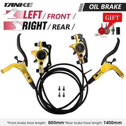 TANKE MTB Bike Hydraulic Disc Brake Set 160mm Rotors Oil Calliper Plate Front Rear Mountain Bicycle Golden-LFRR China