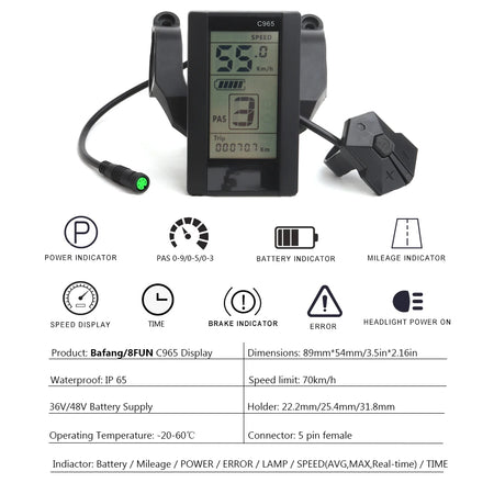 Bafang C965 36V 48V e-bike conversion kit display unit