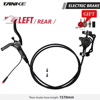 TANKE E-Bike MTB Hydraulic Disc Brake Set Electric E Scooter Power Control Shifter Bicycle Brakes 160mm rotors Aluminum Alloy Black-LR