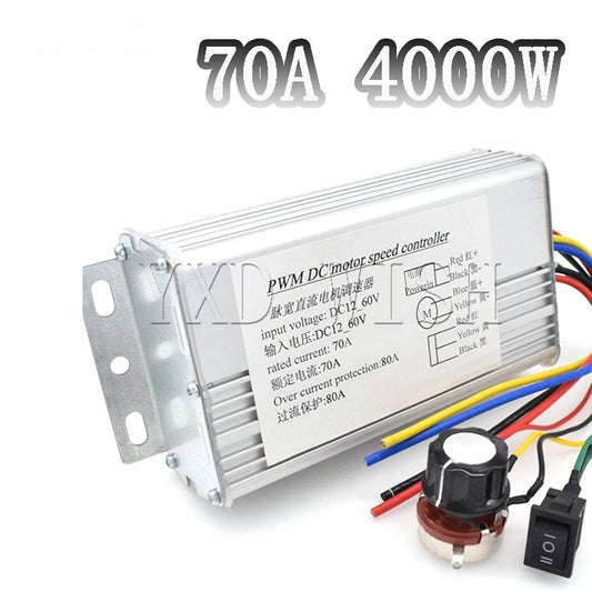 DC 12V-60V 70A 4000W DC Durable Motor PWM Speed Control Brush Controller Replacement For Electric Scooter Bicycle Portable