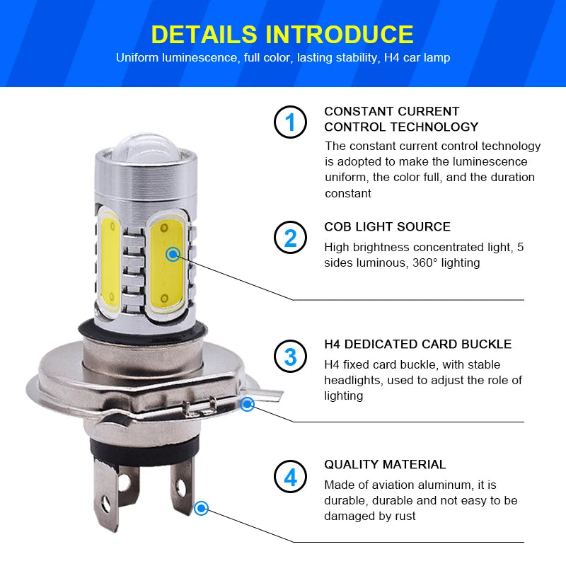 EURS H4 motorcycle led headlight bulb H7 LED H11 9005 9006 881 H3 COB Moto Motorbike LED Lamps Conversion Kit Bulbs Auto light