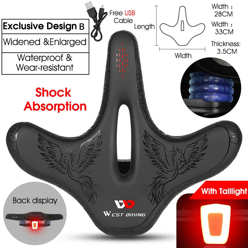 WEST BIKING Bicycle Saddle Waterproof Widened Thickened Cushion Ergonomic MTB Road Bike Seat Shock Absorption Cycling Saddles Type B set CHINA