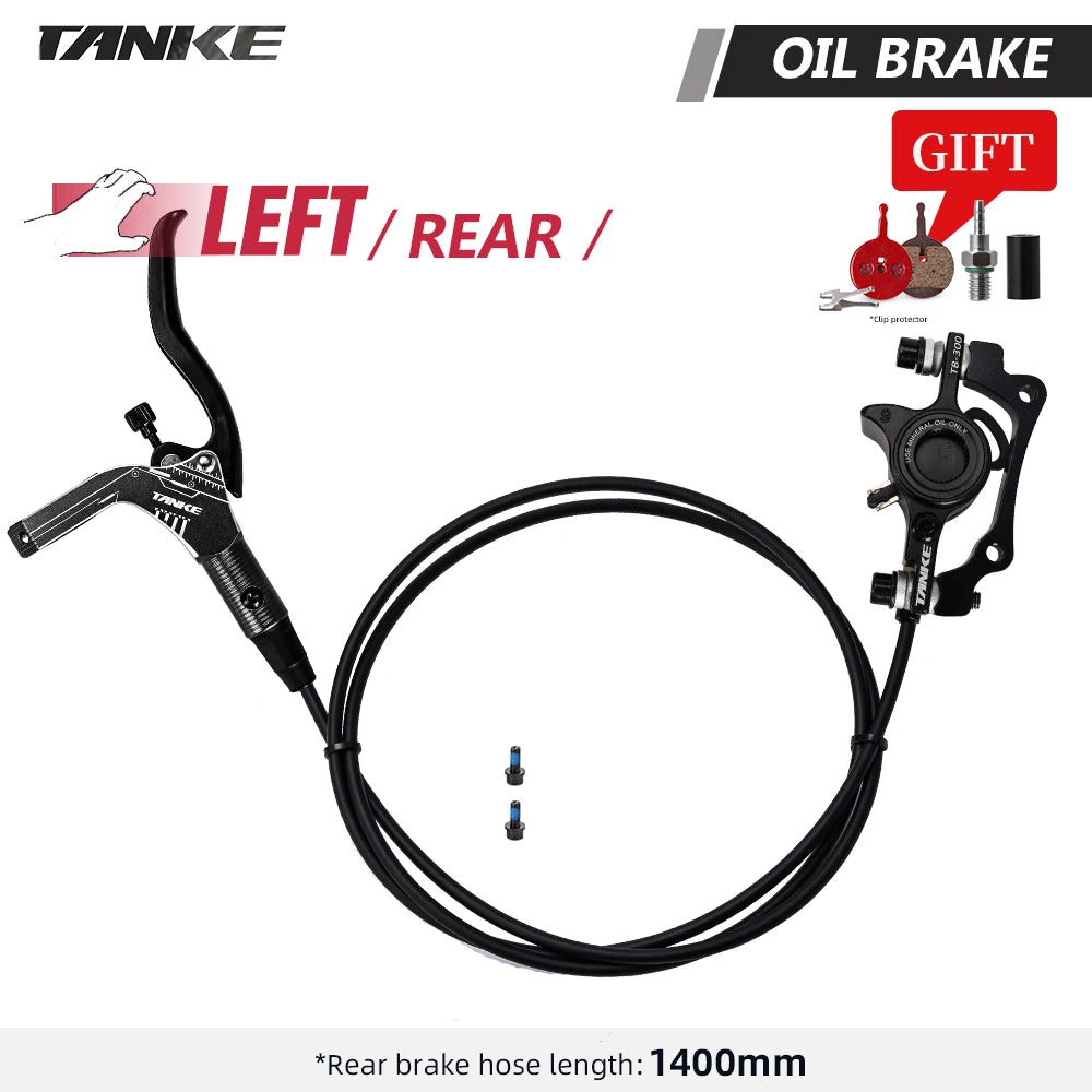 TANKE MTB Bike Hydraulic Disc Brake Set 160mm Rotors Oil Calliper Plate Front Rear Mountain Bicycle Black-LR China