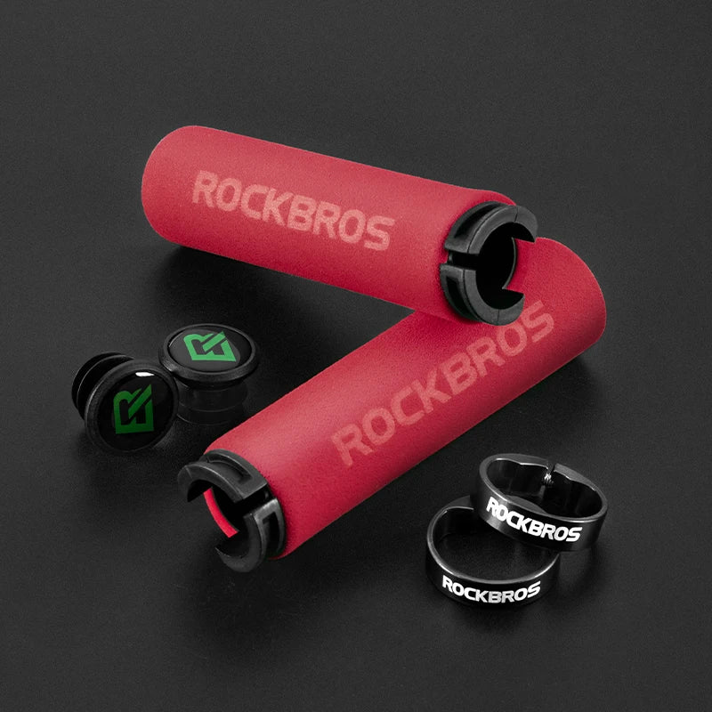 ROCKBROS Cycling Grips Bicycle Grips MTB Silicone Sponge Handlebar Grips Bike Grips Mountain Bike Bicycle Handlebars Ultraight BT1001RDBK CHINA